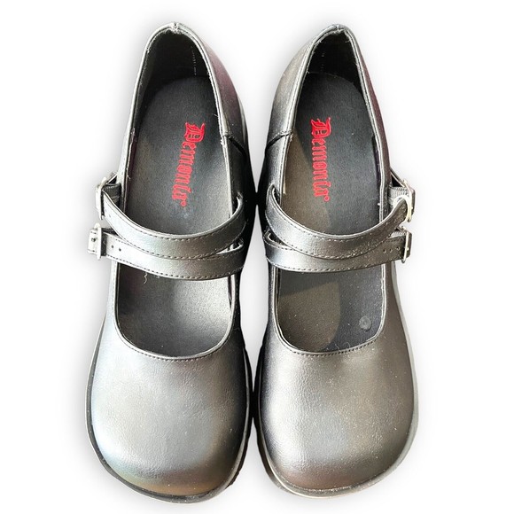 Demonia Kera 08 Black Double Strap Mary Jane Platform Sz: 9 - Goth Punk Rave - Picture 2 of 8